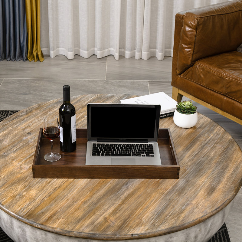 Glaude Rectangle Solid Wood Serving Tray with Cutout Handles, 2.4" H x 23.6" W x 13" D