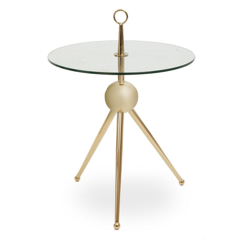 Bhodi Glass Top End Table, Gold