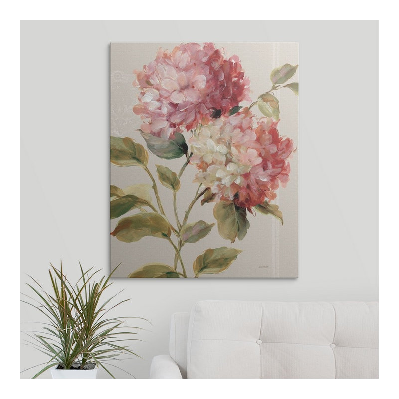 «Harmonious Hydrangeas Linen» - reproduction, H 30 po x l 24 po x P 1,5 po, Toile