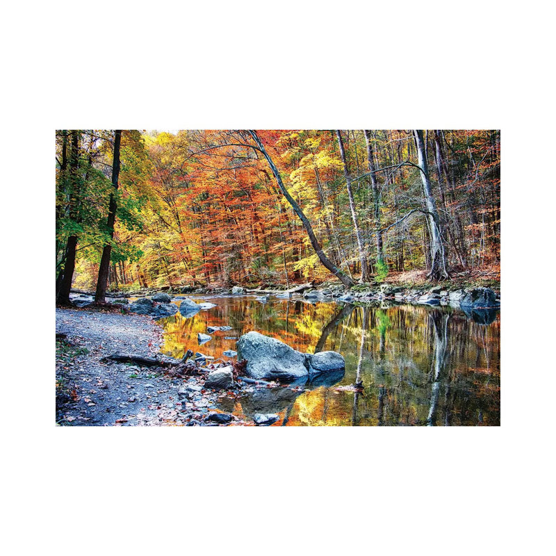 Peak Fall Foliage at the River, New Jersey 1 Piece Wrapped Canvas Painting, 20.32cm H x 30.48cm W x 1.905cm D