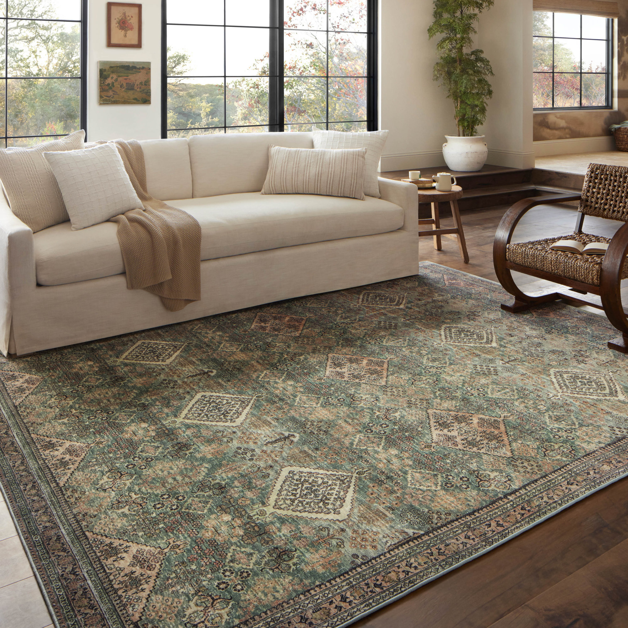 Magnolia Home By Joanna Gaines X Loloi Sinclair Machine Washable Turquoise / Multi Area Rug, Rectangle 8'6" x 11'6"