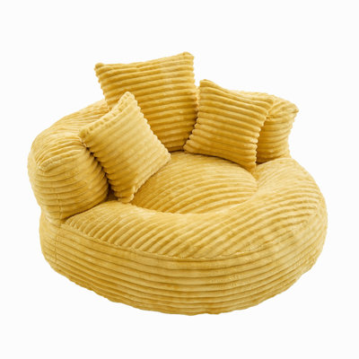 Bean Bag Chairs, Bean Bag Sofa For Adults, Kids,Oversized Corduroy Bean Bag Chair With 3 Pillows & Armrest,Beanbag Chair & Lazy Sofa With Foam Filler For Bedroom Living Room Dorm