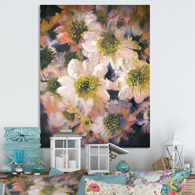 «Grunge Bouquet of White Flowers», reproduction sur toile