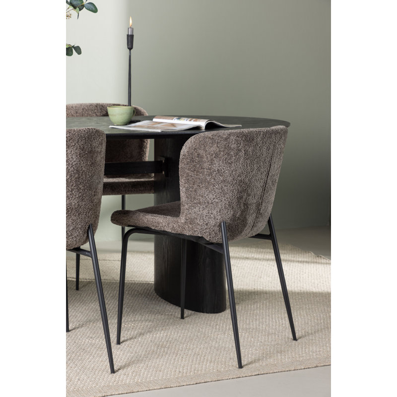 Cloutier 4 - Person Dining Set, Dark Grey, Dark Grey, Black