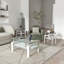 Ensemble de table de salon 3 pièces avec plateau en verre, pieds en métal et 2 tablettes de rangement Esbeidy, comprenant 1 table basse et 2 tables de bout-564030851-564030848
