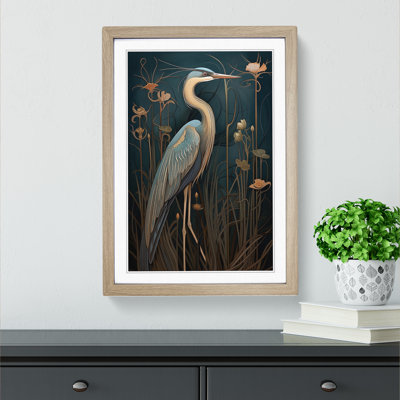 Heron Art Deco - Framed Print