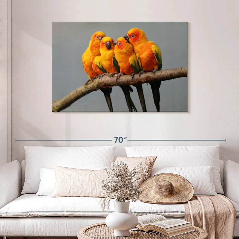 Wild Sun Parakeets, 30" H x 45" W