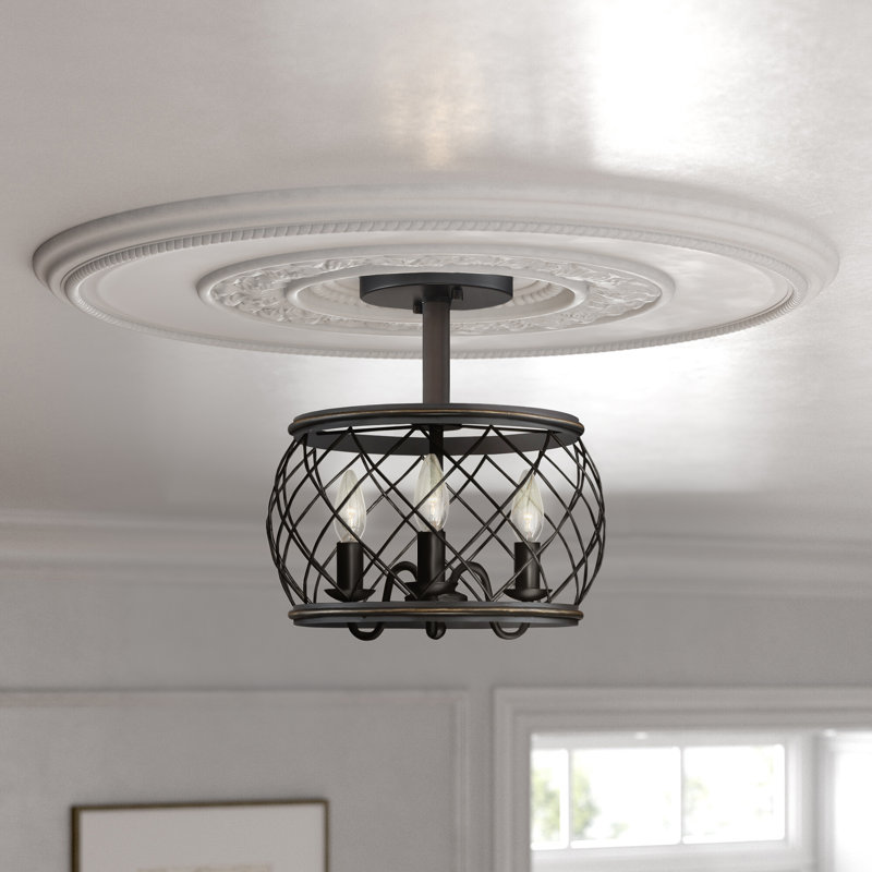 Clare Semi Flush Mount, Palladian Bronze, 13.5" H x 12.5" W x 12.5" D