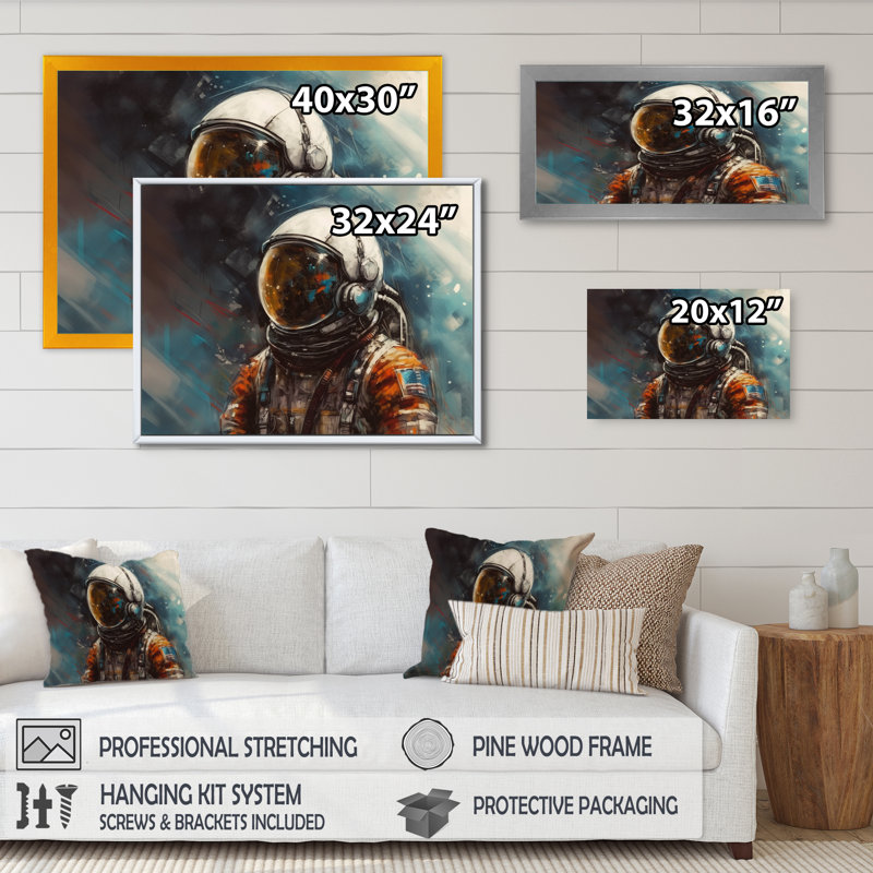 Fellow Astronauts III, reproduction d'art sur toile, Cadre noir, L 20 po x H 12 po
