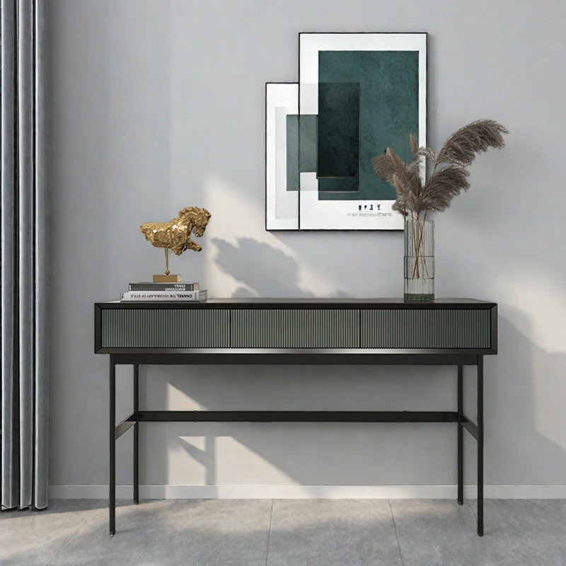 Table d'entrée minimaliste moderne en pin massif, H 33,9 po x l 55,1 po x P 13,8 po