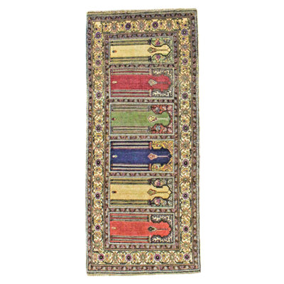 3x6 Multicolor and Ivory Turkish Traditional Rug