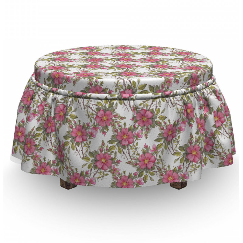 Box Cushion Ottoman Slipcover, Floral 4
