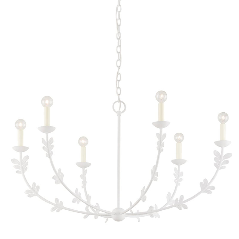 Florian 6 Light Large Chandelier - Black Iron, Gesso White