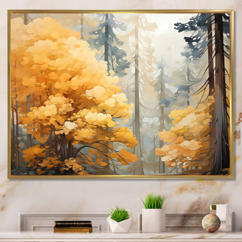 Redwood Tree Majesty, reproduction d'art sur toile encadrée, H 34 po x l 44 po x P 1,5 po, Or