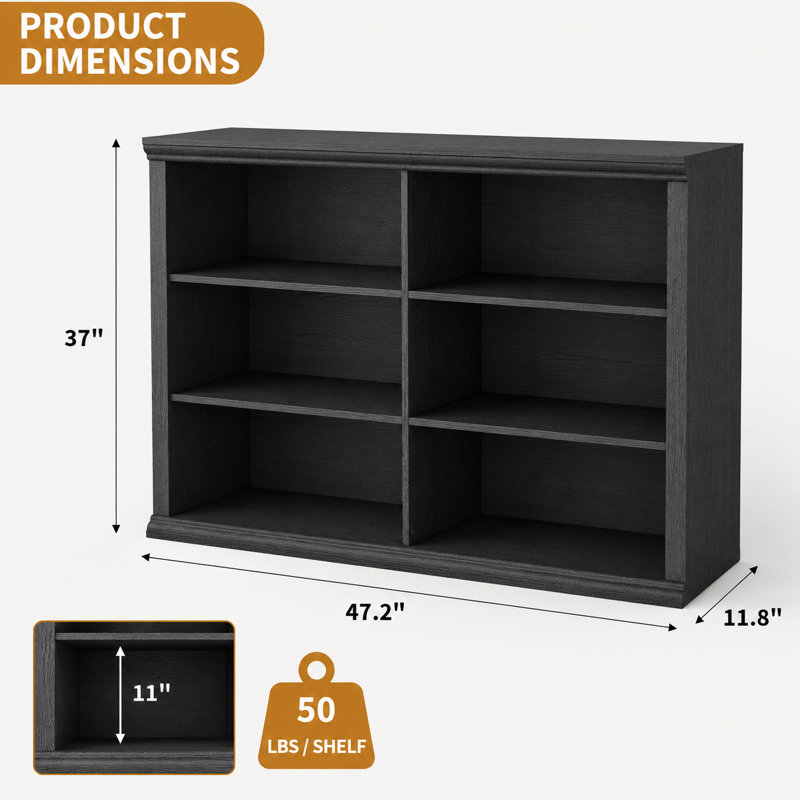 Bibliothèque standard en bois 37 "L x 47,2", Black