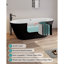 Baignoire autoportante en acrylique avec motif à losanges unique: forme ovale spacieuse, finition noire, trop-plein chromé et bonde escamotable