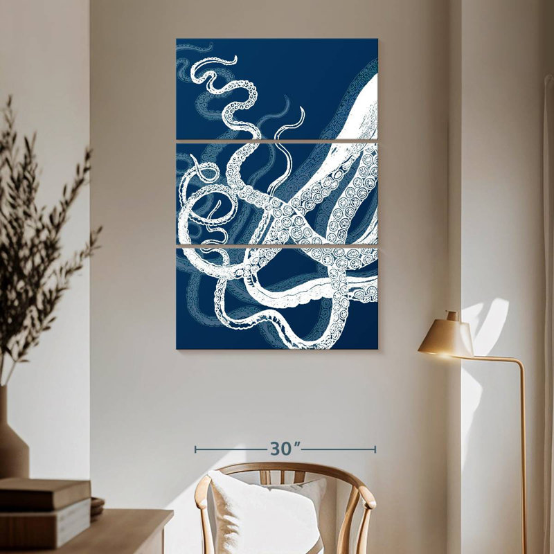 Brampt Octopus Tentacles Blue And White, 65" H x 42" W