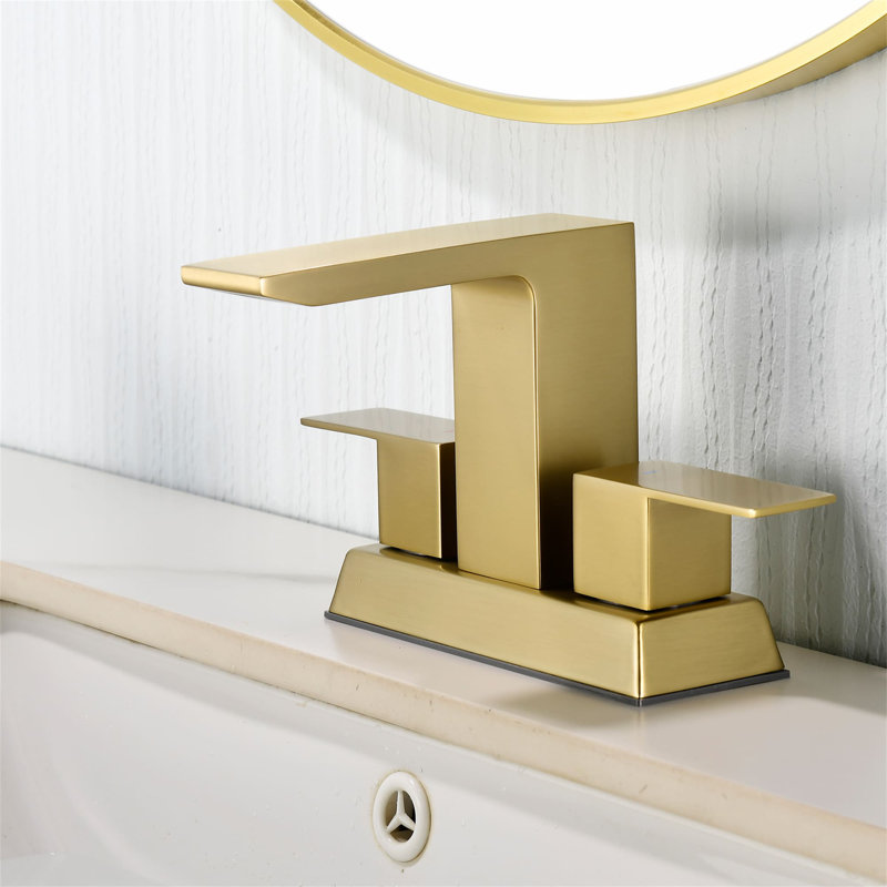 4 Inch Centerset Bathroom Faucet With Pop-Up Drain Assembly 3 Hole Waterfall Bathroom Sink Faucets Stainless Steel Double Handle Bathroom Basin Mixer Taps