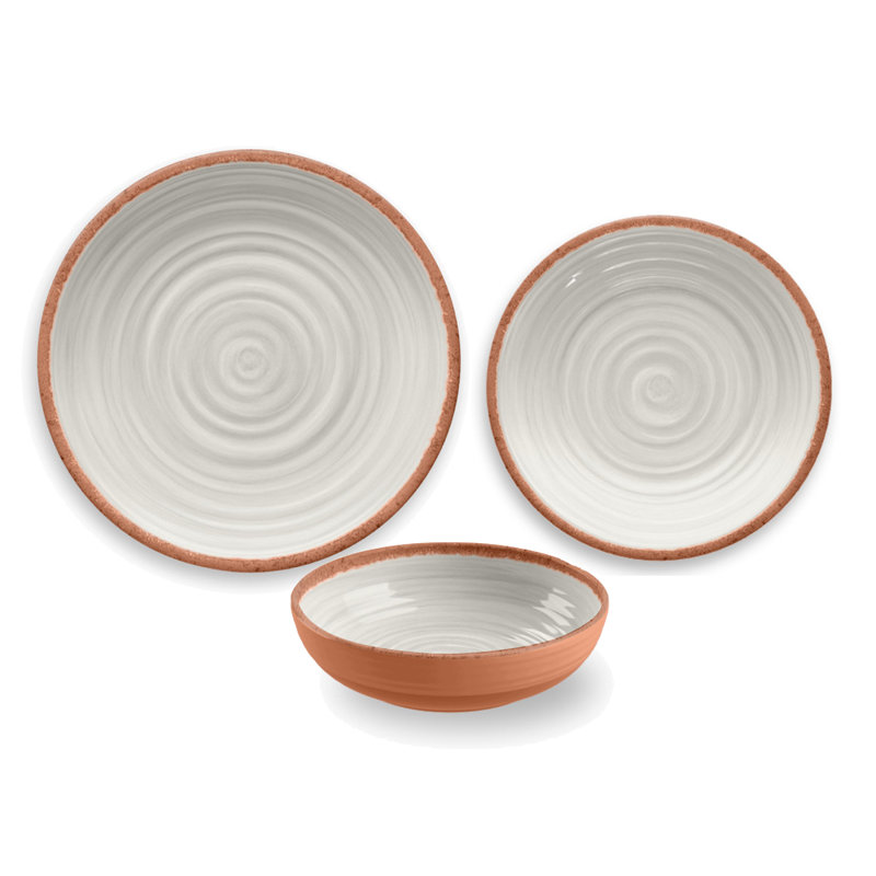 Ensemble 12 pièces de vaisselle en mélamine, service pour 4 Rustic Swirl, Côte-d’Ivoire