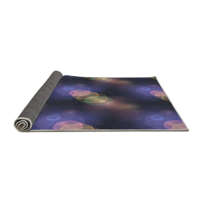 Tapis bleu/vert à motifs, Carré 7 pi