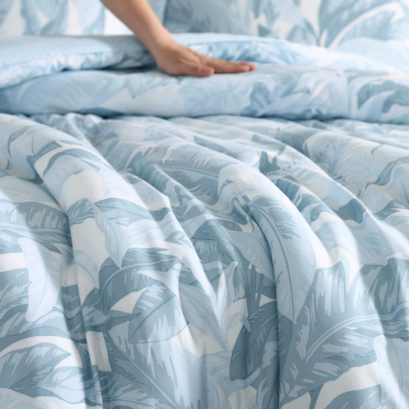 Tommy Bahama Palm Serenity Cotton 5 Piece Comforter Set, King Comforter + 2 King Shams + 2 Throw Pillows