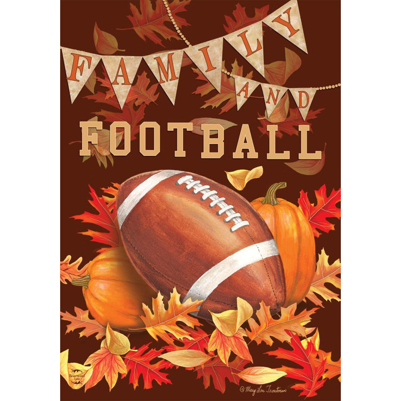Famille et football drapeau de jardin d'automne, Automne brun/jaune 1