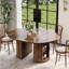 Table de salle à manger extensible ronde, 47,5 "à 63" Table de ferme moderne avec rangement, noyer-110072058