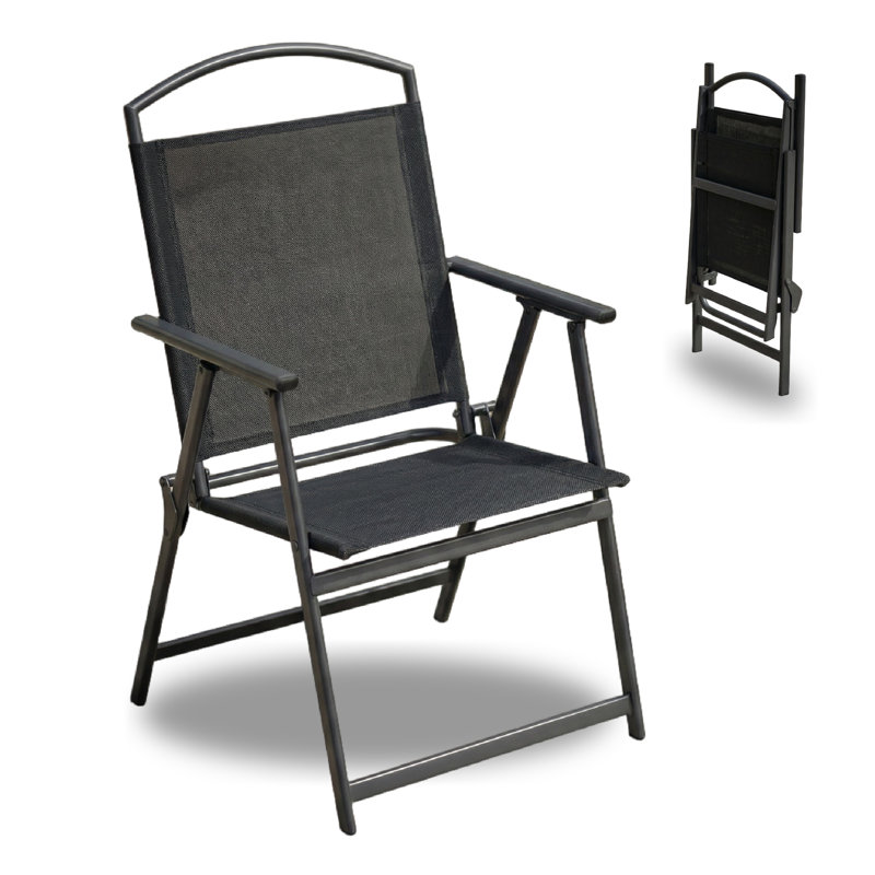 Chaise pliante en osier pour l'extérieur Solvane, Noir