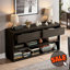 Console en bois massif avec tiroirs et tablettes-202195323