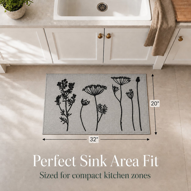 Tapis de cuisine Wildflowers, Gris / noir