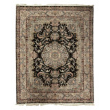 Hand Knotted Wool Oriental Area Rug in Black And Beige
