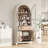 71" Farmhouse Arched Pantry Cabinet With Glass Door, Adjustable Shelves & Hidden Drawer For Kitchen Storage-1841990706