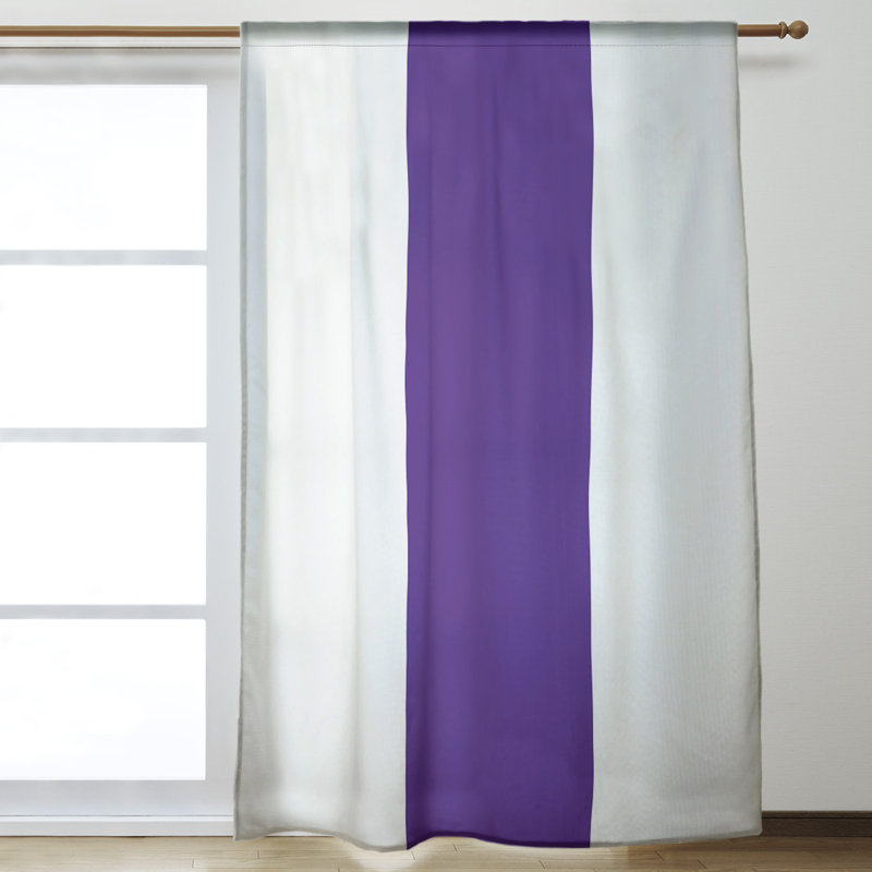 Sateen Room Darkening Curtain Single Panel, White/Purple