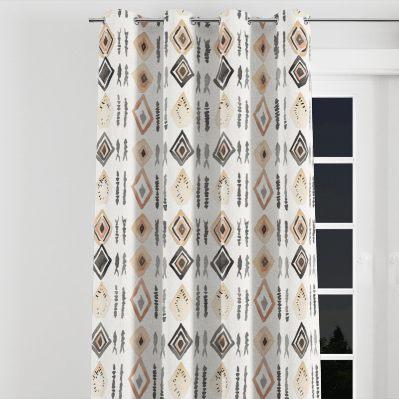 Rideaux marocains pour la chambre à coucher - Rideau à œillets classique Boho Bahij - 1 panneau, L 52 po x L 120 po