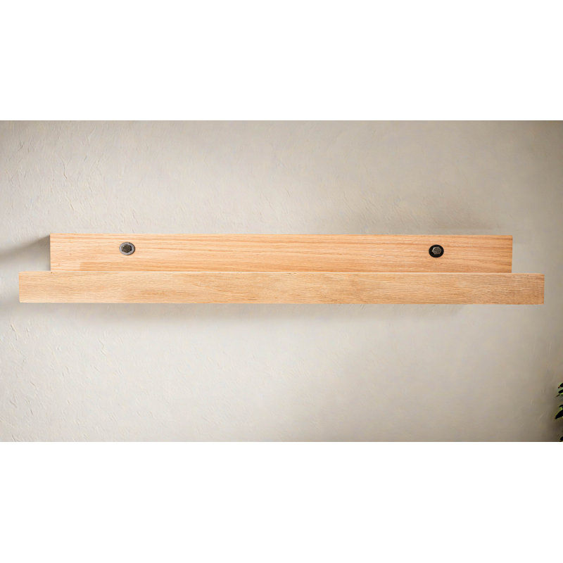 Grandes tablettes rayonnées en chêne massif 3 pièces Rayne, 34x6x5