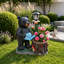 Jardinière debout avec ours noir et lanterne solaire - Décoration fantaisiste pour porche et patio