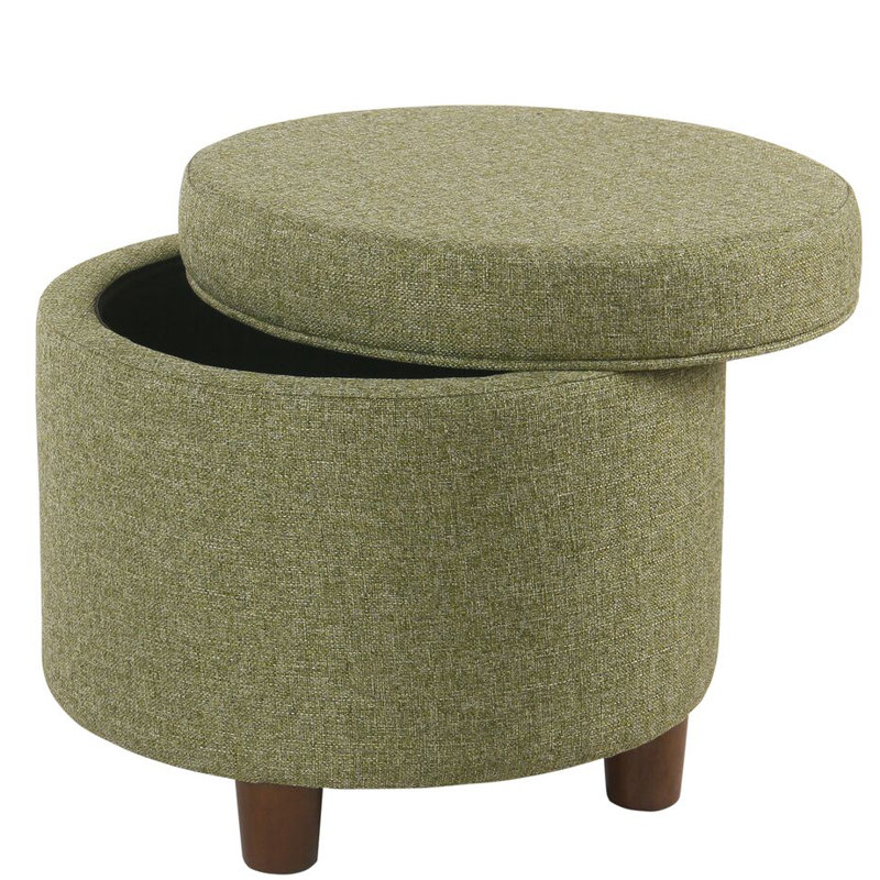 Repose-pieds rond avec rangement de 19 po Mayen, Tweed vert