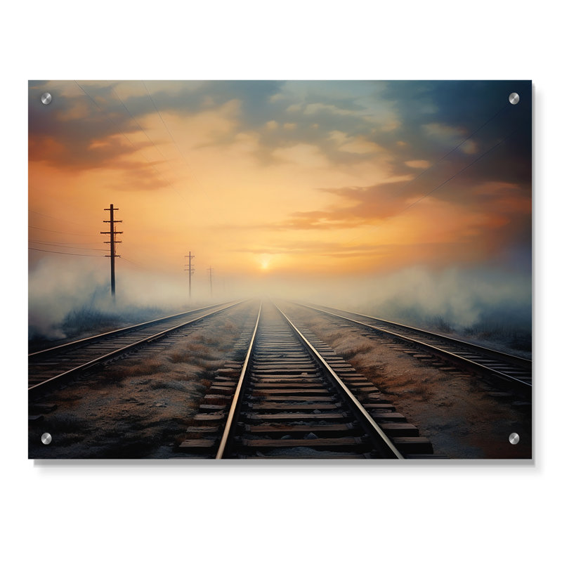 Train Transcendent Tracks - Train Acrylic Wall Art, 16" H x 32" W