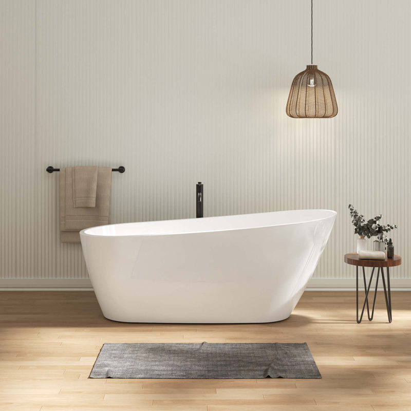 Baignoire de trempage autoportante en acrylique avec trop-plein et bonde Toe-Tap, certifiée Cupc C