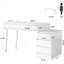 Bureau 39 po moderne blanc brillant avec 5 tiroirs et support pour imprimante - réversible