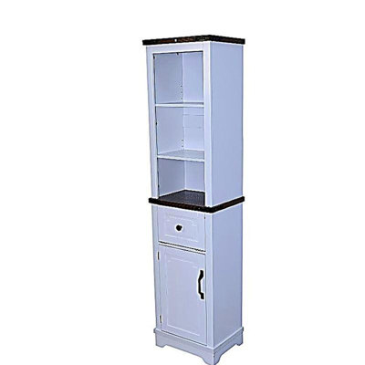 Armoire de rangement pour salle de bain avec tablettes réglables et tiroir de rangement, grande tour à linge pour salle de bain, salon