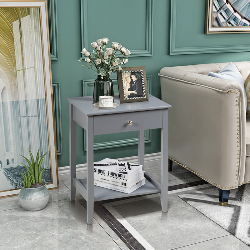 Losh 47cm W Manufactured Wood Bedside Table, Grey