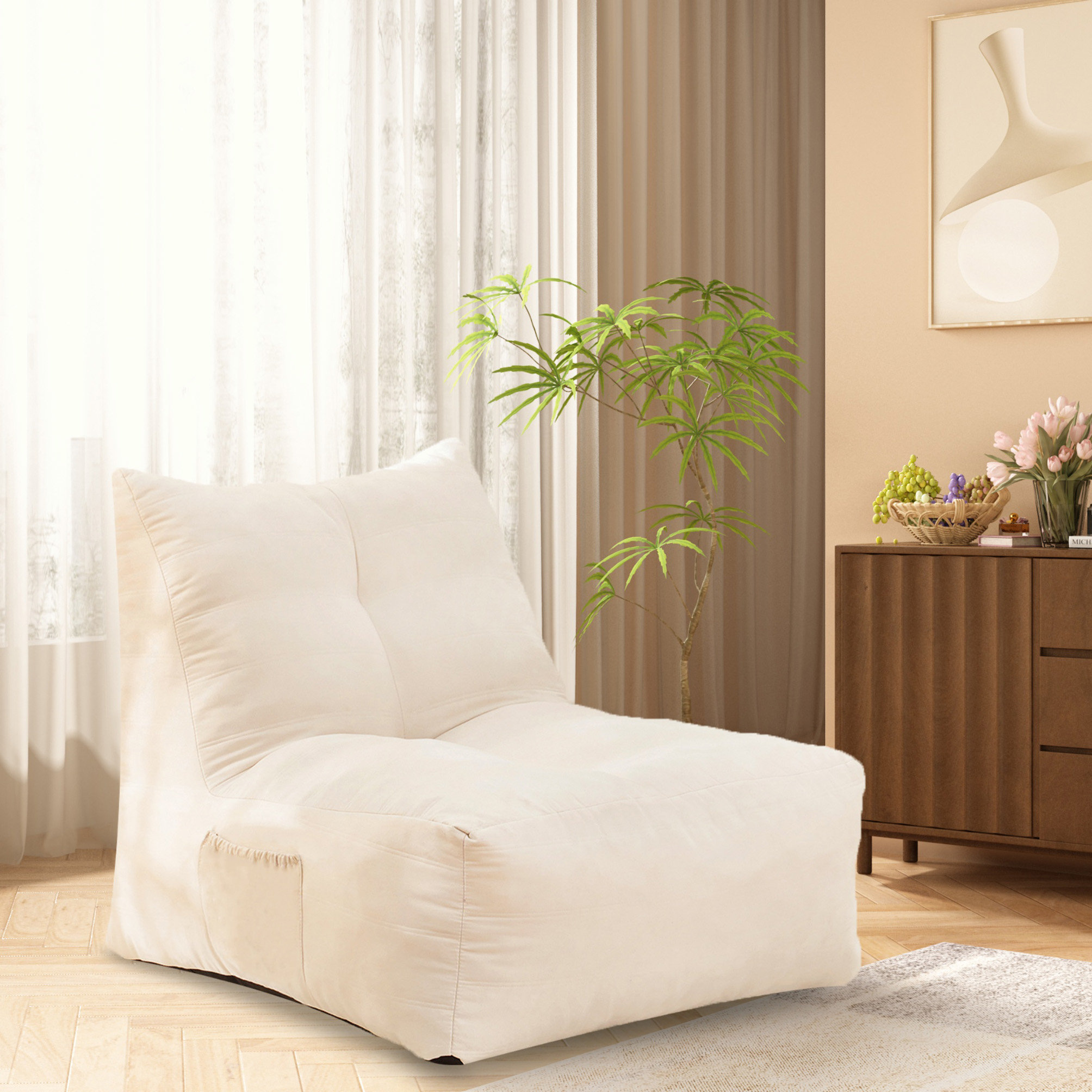 Suede Armless Bean Bag Chair
