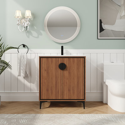 30" Modern Bathroom Cabinet - Integrated Sink & Soft-Close Doors