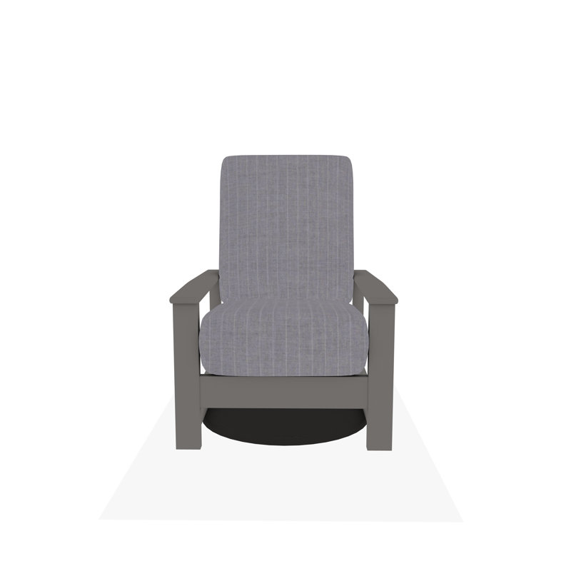 Chaise berçante pivotante cachée en polymère Leeward, Spectre indigo Sunbrella®, Gris chaleureux