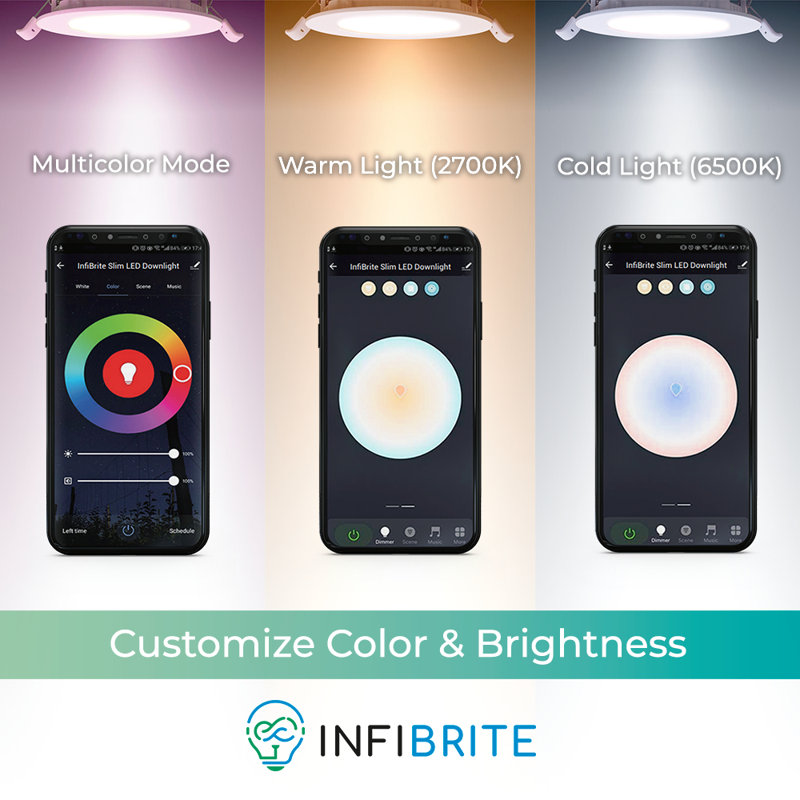 4'' Ultra-Thin Dimmable LED Smart Recessed Lighting Kit, Set of 24