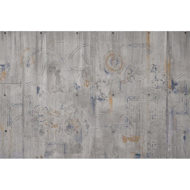 Papier peint industriel gris avec pochoir industriel, Non tissé, 160 po x 108 po