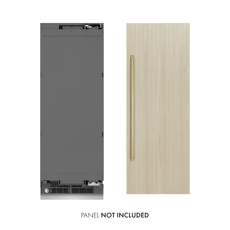 ZLINE Autograph 30 in. Panel Ready Column Refrigerator with Gray Interior, Polished Gold