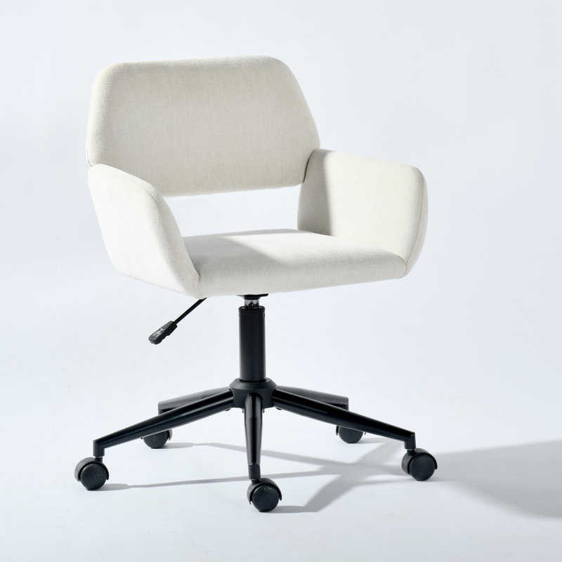 Hurrem 360° Swivel Task Chair with Ergonomic Design & Height Adjustable – Ideal for Bedroom, Office & Conference Rooms, Ivory