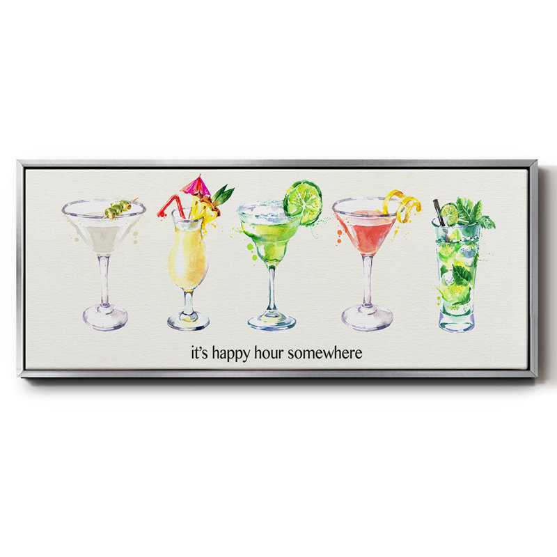 Happy Hour cocktails - toile encadrée, H 24 po x l 60 po